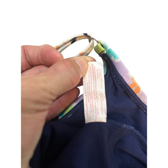 Ninety-Nine Floral Tank One-Piece Swimsuit Adjustable Ties Strappy Back 1XL 1749 - Picture 6 of 7